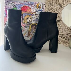 Elegant Black Block Heel Ankle Boots